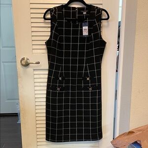 Tommy Hilfiger Black and White Checkered Midi Dress